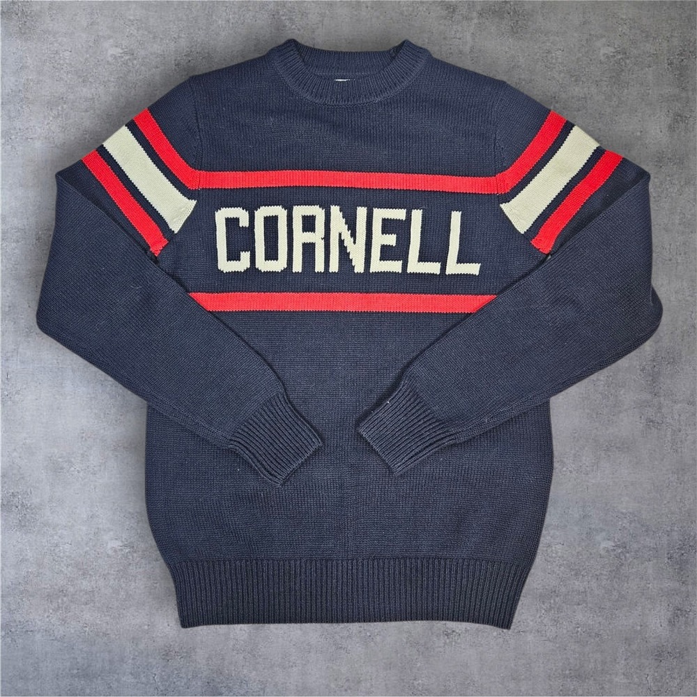 Cornell Sweater Mens XS Crew Neck Long Sleeve Knit Navy Navy Blue W15